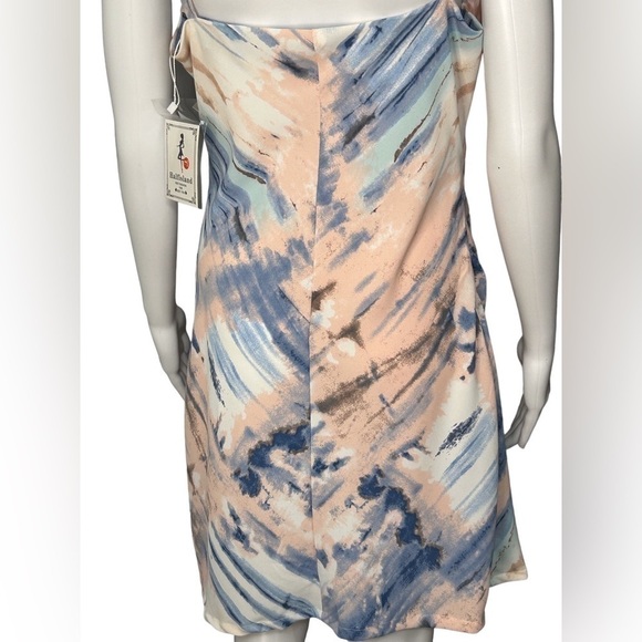 Halfisland NWT Women’s Cowl Neck Satin Multicolored Slip Mini Dress Size-L - Picture 5 of 7